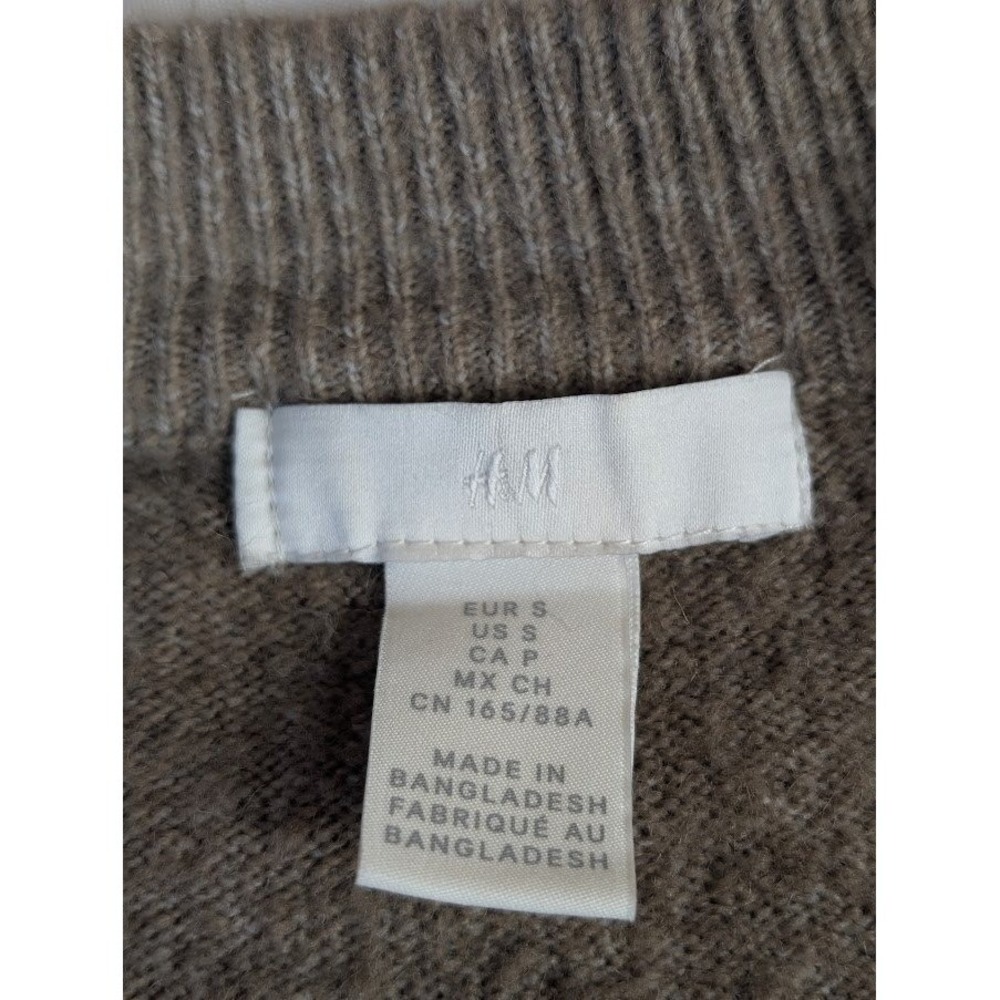 H&M Cardigan Wool Blend Taupe Longline Knit Cardigan Sweater Women's S - Picture 8 of 10